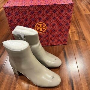 Tory Burch Boots Shoes New NIB Shelby Dust Storm 50mm Women Shoe Taupe Gray Sz 5